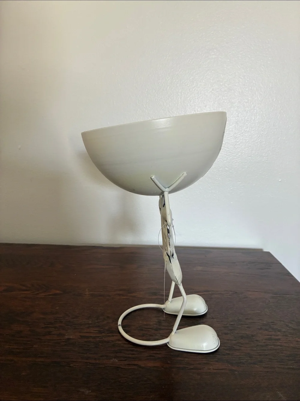 NWT- White Skeleton Man Metal Halloween Candy Bowl Decorative Stand
